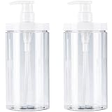 シャンプーボトル 2個セット 1000ml 大容量 シャワージェルボトル プッシュ型 詰め替えボトル クリア 広口 浴室 家族用