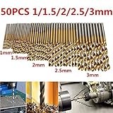 zmart HSSドリル刃 50本 1 1.5 2 2.5 3mm各10本 チタンコート