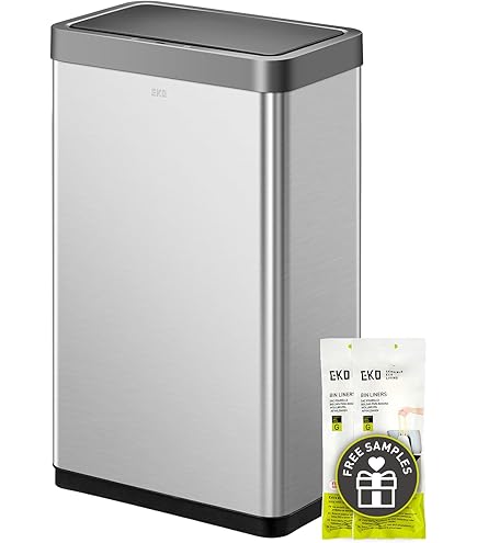 EKO Urban 16 Gallon Sei-Round Open Top Waste Bin, Stainless Steel Half - View #7