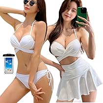 ホワイト★ホルター クロス ビキニ＆レースカバーアップ 3セット レースレディース Lace Ladies カバーアップ付きビキニ3点セット