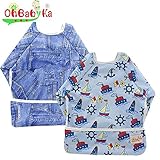 防水エプロン スリーブ付きビブ 長袖ビブ お食事エプロン ベビーエプロン 袖付き スモック よだれかけ 赤ちゃん スタイ 幼児 保育園 (ZY1518)