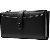 Vulkitty Wallet for Women Large Capacity Leather Purse RFID Blocking Credit Card Organizer with Zipper Pocket(Black)