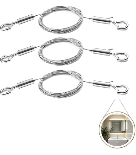 4-Pack Adjustable Heavy Duty Picture Hanging Wire Kit – 2m X 1.5mm Stainless Steel Rope With Hooks – For LED Panels, Mirrors, Art, Flower Pots & Signs