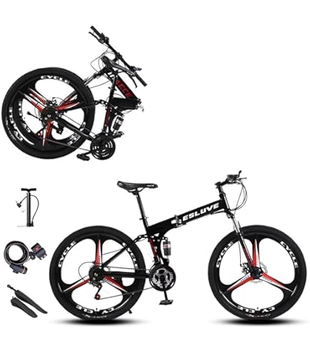 Amazon | 高炭素鋼製折りたたみ自転車、24/26インチホイール、3