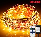 Vorally イルミネーションライト AC電源付き リモコン付き 10モード点灯 18段階調光 記憶機能 防水IP65 クリスマスライト (20m200LED)