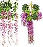 aimyoo 12 Piece 3.6フィートロマンチッククラシック人工フェイク藤のつるRattaシルクHanging花ホームパーティーウェディング装飾 パープル