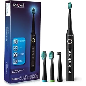 電動歯ブラシ 歯ブラシ ハブラシ Fairywill 音波歯ブラシ 充電式 ブラック ソニック IPX7防水 4時間がか…