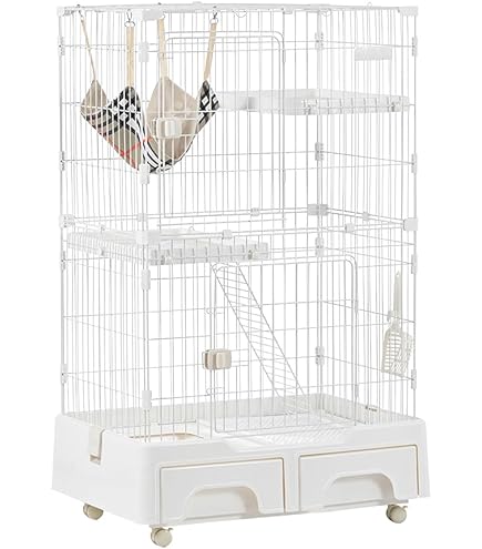 Amazon.co.jp: 猫ゲージ 2段 ペット キャットケージ ネコ ケージ