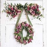 Fashionwuフェイク花Pretty布花輪、シミュレートガーランドFloriation Hangingペンダントドアウェディングデコレーション wreath+lintel floriation P
