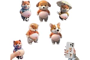 aninako 柴犬 ぷにぷにシール 3D【2025新型】柔らかいお腹 マシュマロシール もちもち デブ 犬 ストレス解消 かわいい 3D マシュマロ ふわふわ ステッカー 手帳用 デコレーション 携帯電話飾り 日記帳用 手芸用品(お腹の大きな子犬 A＋B＋C＋D＋E)