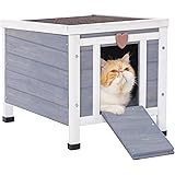 PETSFIT 外猫ハウス 野良猫 避難所 うさぎハウス 屋外用 防寒 防風 防雨 熱中症対策 野外ハウス アウトドアハウス 防水 木製 ベッドハウス 室内
