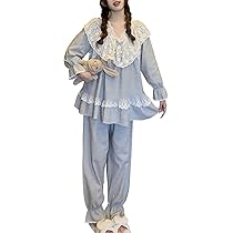 パジャマ レディース 上下セット ルームウェ長袖長ズボン姫系レース棉麻セット6 c22pgm0014.jpg