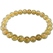 金針ルチル　天然石ブレスレット　ゴールドルチル　ルチル　天然石　アクセサリー Amazon.co.jp: [石街] 人気 天然石 針多め ゴールドルチル