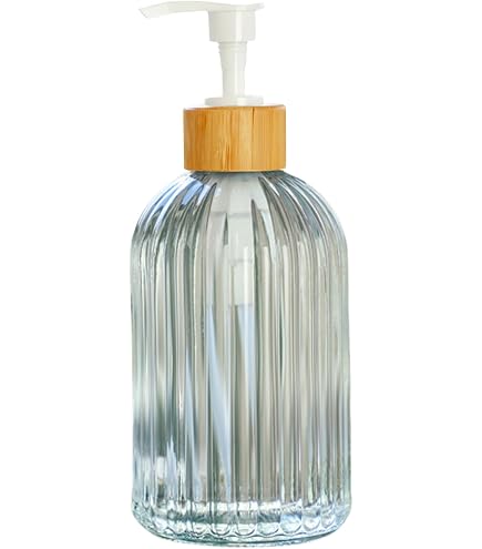 Amazon｜アンバーガラスボトル 500ml ソープディスペンサー メタル