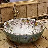 GYP 盆地セラミックス高温焼成磁器ファッション花びらアート盆地シンクウォッシュ盆地 ( 色 : A )