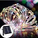 DoubleTop イルミネーションライト LED ガーデンライト 100LED10M ソーラー充電式 結婚式 クリスマス 電飾 銅線 ワイヤーライト 屋外 防水防雨 光センサー内蔵（彩色）