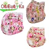 Ohbabyka3点セット おむつカバー 布おむつ ベビー 布オムツ おむつ 新生児用 新生児用品 サイズ調節可 洗濯可能 漏れしにくい パンツ フリーサイズ 通気性良い 保育園 入園準備 女の子 男