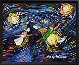 uhomate Peter Pan Never Grow Upプリンセスティンカー・ベルVincent van Gogh starry nightポスターホームキャンバス壁アート記念ギフトベビーギフト