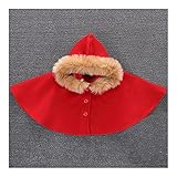 服　ファッション　ベビー　キッズ　子供　マント　フード付き　レッド　80cm