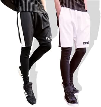 Amazon Lstage メンズ パンツ ハーフパンツ タイツ レギンス コーデ L White ショートパンツ 通販