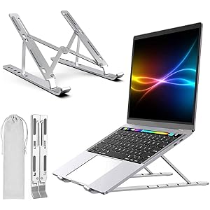 ノートパソコンスタンド PCスタンド パソコンスタンド 折りたたみ式 高さ・角度調整可能 滑り止め バッグ付い アルミ合金 軽量 Macbook/Macbook Air/Macbook Pro/iPad/タブレット/ノートPC など10-17.3インチに対応