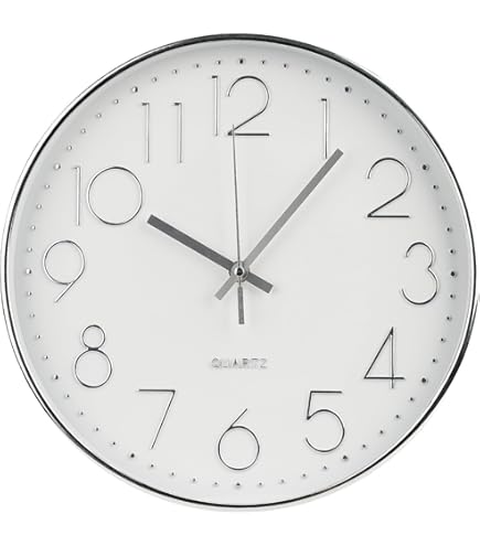 Orologio Da Parete Adalene 20 Cm Bianco | Silenzioso Con Movimento Al Quarzo A Batteria | Vintage Moderno Per Soggiorno Cucina Camera Da Letto