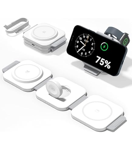 【ワイヤレス充電パッド】 Amazon | RTOPS Nano 3イン1 ワイヤレス充電器 マグネット式折りたたみ
