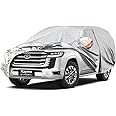 Kayme 6層自動車ボディカバー加厚, 裏起毛タイプ 防水 台風対策 防輻射紫外線防雪防塵屋 外のカーカバー ，ジッパー付き，SUV/JEEPに適しています(510*200*180 CM)