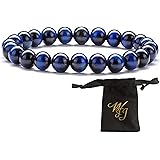 Black Obsidian Hematite Triple Protection Bracelet Tiger Eye Beads Bracelets for Men and women（10MM）, Set of 2 black,gray 19c