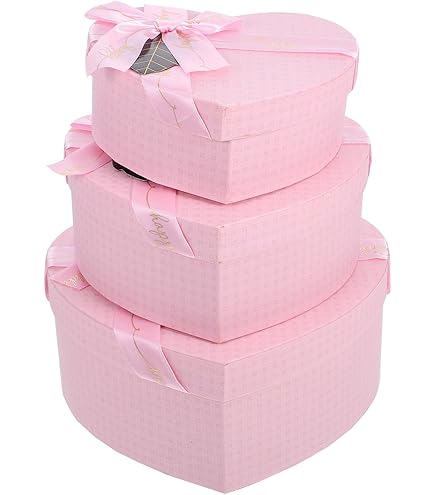 Amazon | Healifty ハート 形 ギフト ボックス 窓付き ピンク - 2 Pcak