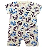 《初夏盛夏対応》 GARACH(ギャラッチ) 天竺パンダ総柄カバーオール 70cm /Bu NO.AH-1624303