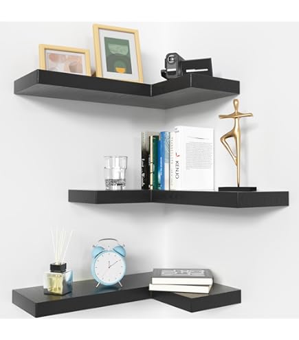 Fixwal Floating Corner Shelves Set Of 5 - Rustic Wood Wall Mounted Shelves For Bathroom, Kitchen - View #2