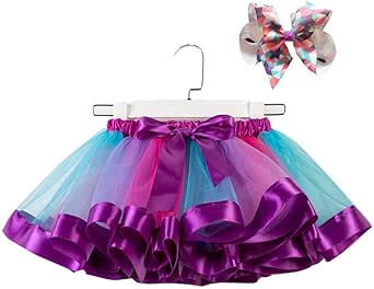 Amazon キッズ Tutu チュチュスカート プリンセス Rainbow カラフル 子供ドレス チュールスカート セットアップ ハロウィン コスチューム ダンス衣装 パニエ ボリューム アンダースカート ミニスカート ヒップホップ ステージ衣装 発表会 文化祭 結婚式 スカート 通販