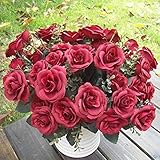 LuxBene(TM) 人工花12芽6支店チャーミング楽しいローズのシルクフラワーウェディングホームパーティーの装飾C10