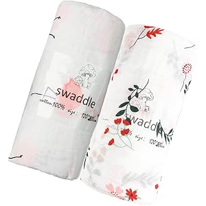 おくるみ ガーゼ ベビーバスタオル 新生児 ベビーブランケット 授乳ケープ 赤ちゃん スワドル 出産祝い 2枚セット 120*120㎝ 綿100%(ピンク系2枚)