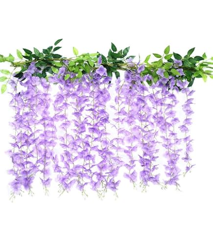 Amazon｜Lakymisy 藤の花 2本入 造花 藤ガーランド つる ふじのはな 10