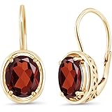 Gem Stone King 925-Sterling yellow-gold-plated-silver Oval Red garnet