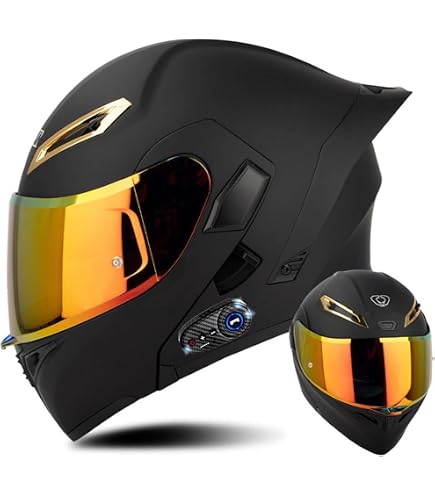 Full Face Flip Up Modular Motorcycle Helmet Dual Visor for Men Women DOT/ECE Motorbike Moped Street Bike Racing Moto Helmet E,4XL=67-68CM Automotive