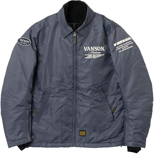 Amazon.co.jp: [バンソン] MA-1ジャケット グレー/ホワイト Mサイズ