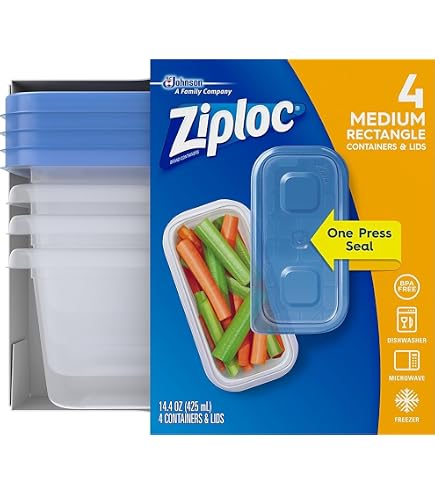 Amazon | Ziploc Container, Divided Rectangle, 2 Count (Pack of 2