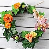 アイビーとバラのリース　オレンジ系　プリザーブドフラワー　バラ　ギフト