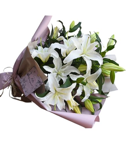 Amazon｜フラワーショップカレラ カサブランカの花束 【本数5本