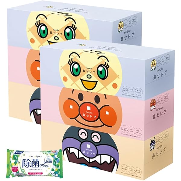 Amazon.co.jp: ネピア アンパンマン 鼻セレブ ティシュ 360枚(180組)×3