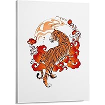 Amazon.co.jp: タイガー 虎 花 トラ とら キャンバス絵画 アート