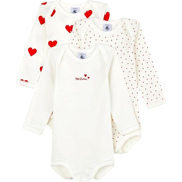 新品未使用タグ付き プチバトー24M ピンク ロンパース（ハート刺繍