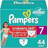 Pampers Diapers Size 7, 44 Count - Pull On Cruisers 360° Fit Disposable Baby Diapers with Stretchy Waistband, Super Pack (Pac