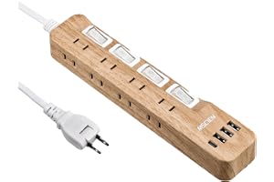 Mscienエムサイン 延長コード 2m 電源タップ usb付き 雷ガード 8AC口 3usb-a 1usb-c マルチタップ スイッチ たこあしコンセント 分岐 oa テーブルタップ スイングプラグ 壁掛け 木目調 蛸足コンセント