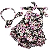 Fubin 女の子の赤ちゃん用 花柄プリント フリル ロンパー ヘッドバンド付き 夏服