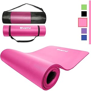 Mvarrvi ヨガマット トレーニングマット エクササイズマット 軽量 水洗い可能 ヨガ マット 10mm ストラップ ストラップ付き 収納ケース付 ニトリルゴム 滑り止め ピラティス マットバッグ 5カラー