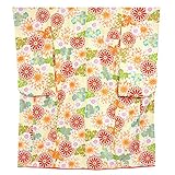 [ 京都きもの町 ] ジュニア お仕立て上がり洗える二尺袖着物単品「クリーム 菊花、桜」襦袢付き